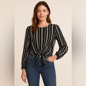 💛2FOR$12 Forever 21 Black&White Striped Blouse